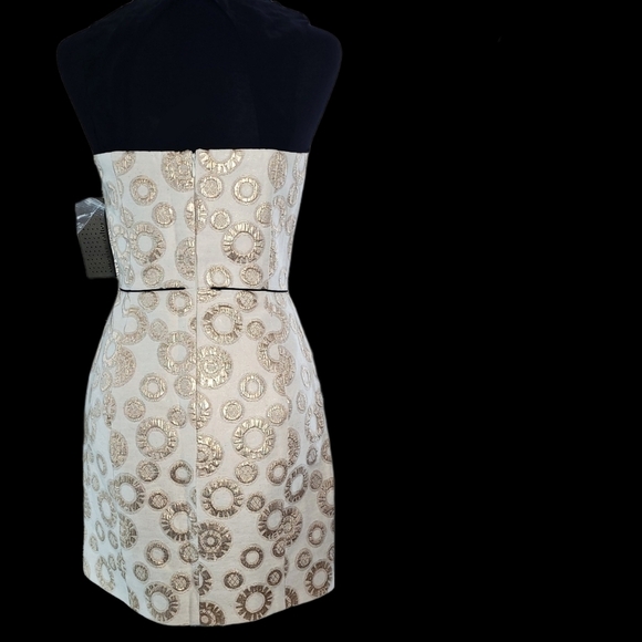 Anthropologie Corey lynn Carter gold metallic circle dress with cutout neckline - Picture 4 of 9